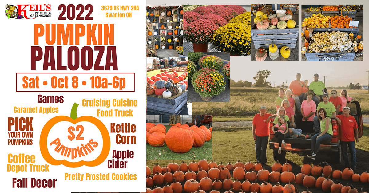 Pumpkin Palooza, family fun event with $2 pumpkins from Keil's Produce and Greenhouse in Swanton.